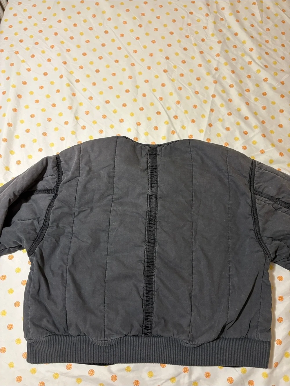 Free People Black Quilted Button-Down Puff Jacket